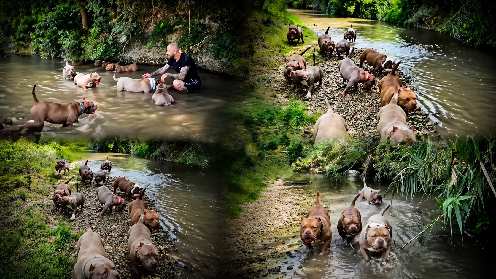 American bully pocket en sortie à la rivière.