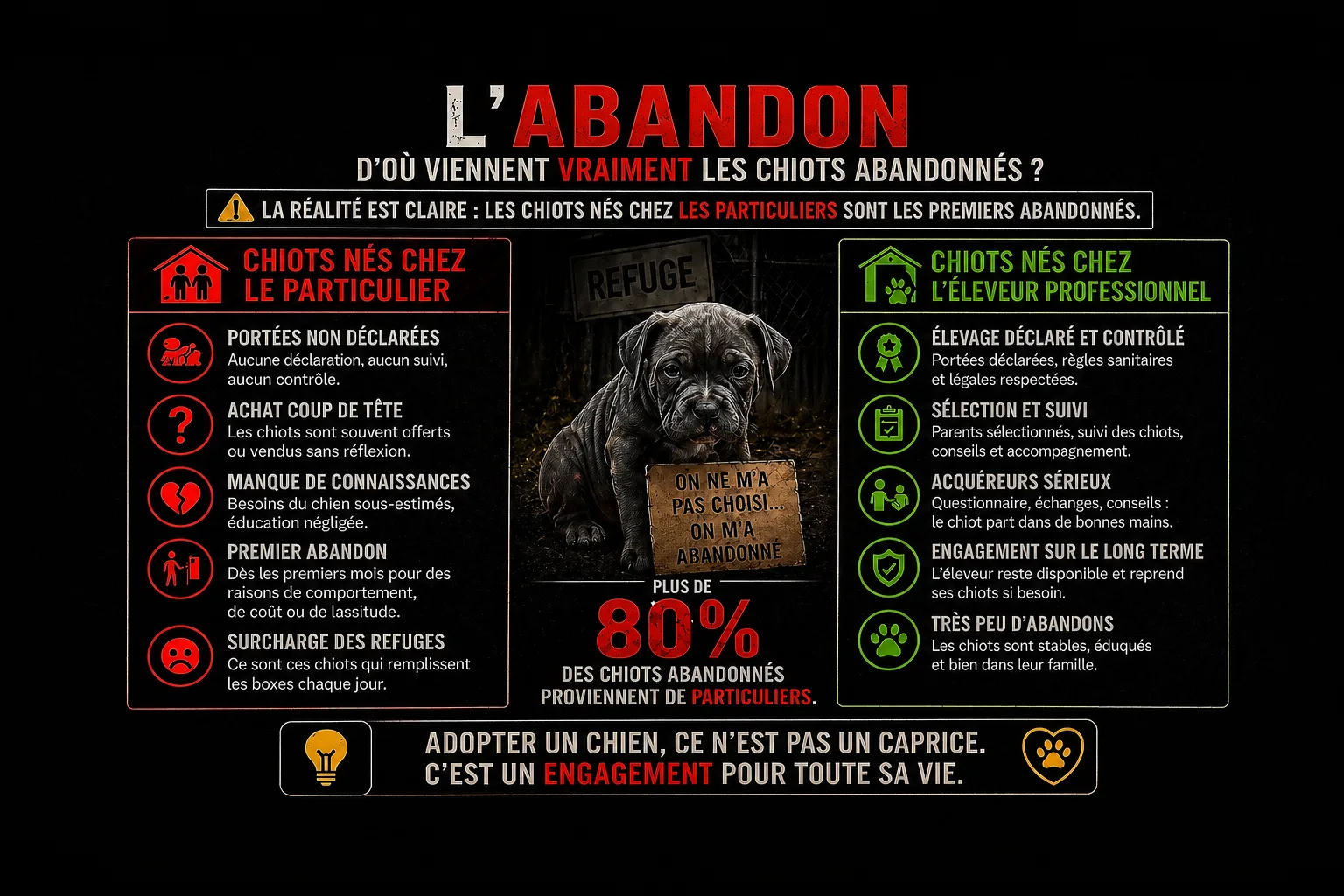 Image d'illustration explicative pour les chiots et chiens les plus abandonnées 