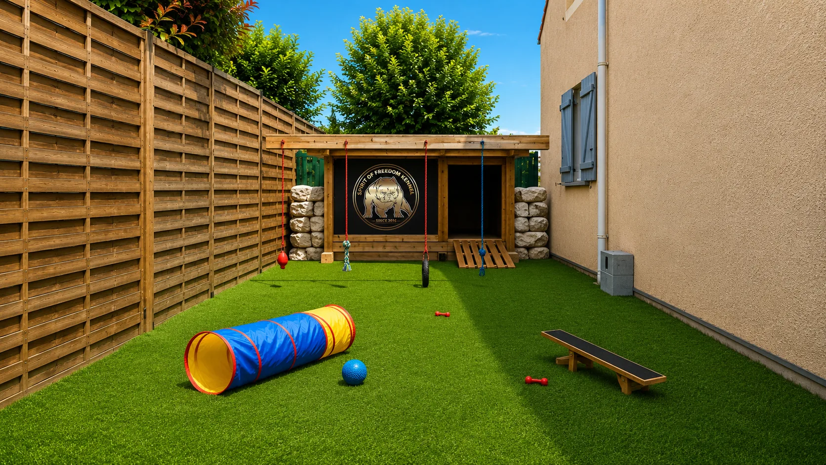 Parc à chiots extérieur pour nos American Bully Pocket