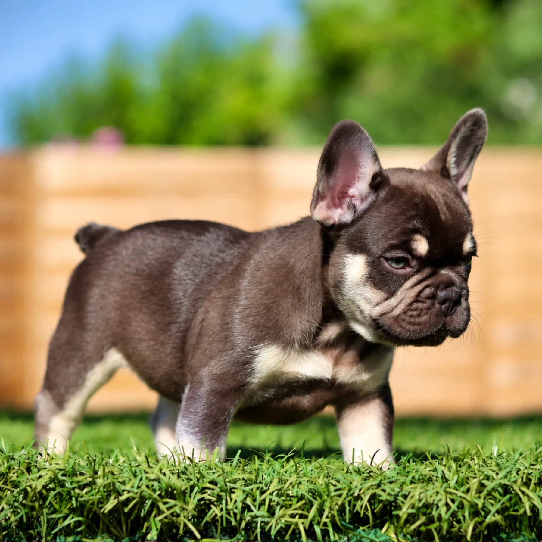 Superbe chiot perla frenchies femelle bouledogue français exotique de couleur cocoa tan