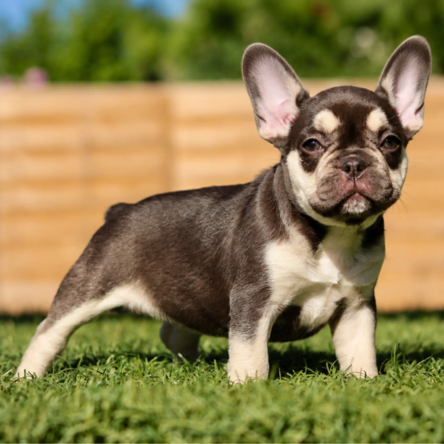 Superbe chiot topaze femelle frenchie bouledogue français exotique au pelage cocoa tan