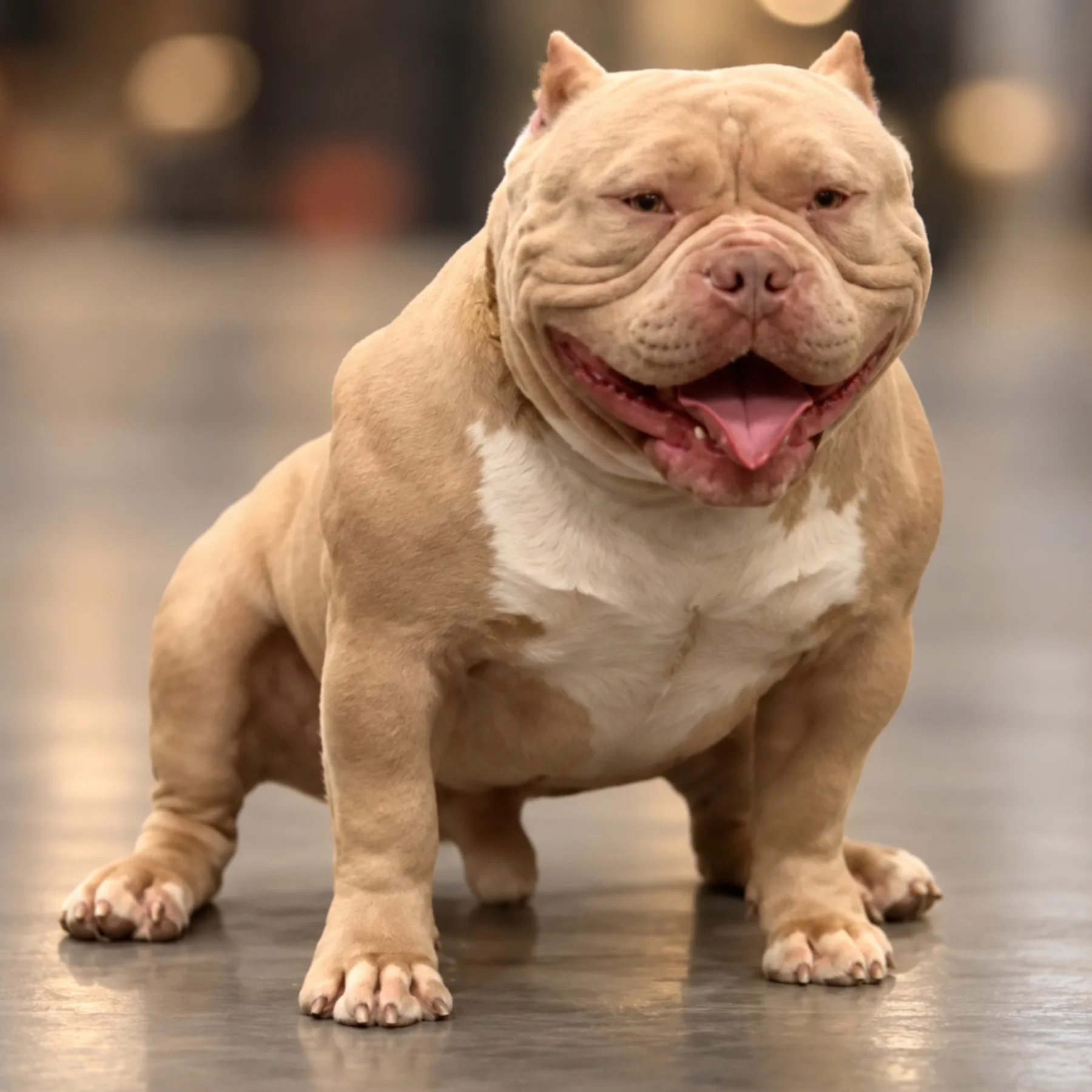 American Bully Pocket couleur champagne compact avec une musculature puissante et élégante issue de lignée de grand champion mondial
