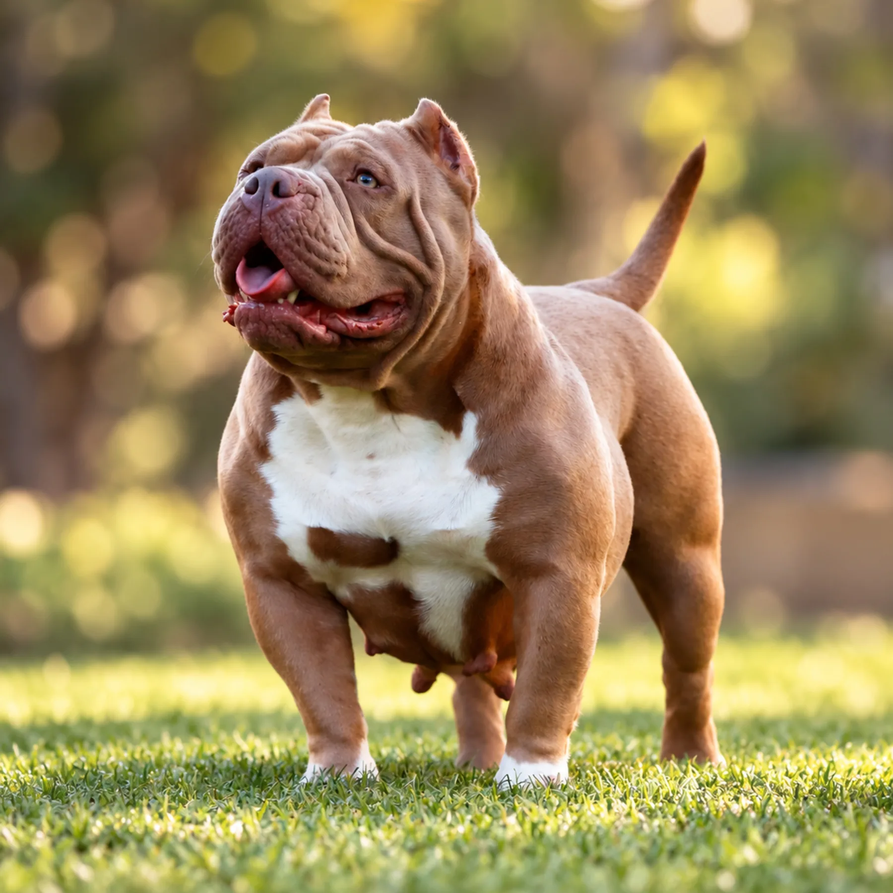 Magnifique femelle American Bully couleur lilas avec une construction équilibrée et musclée typique du Bully issue des meilleurs lignée de Pocket en France