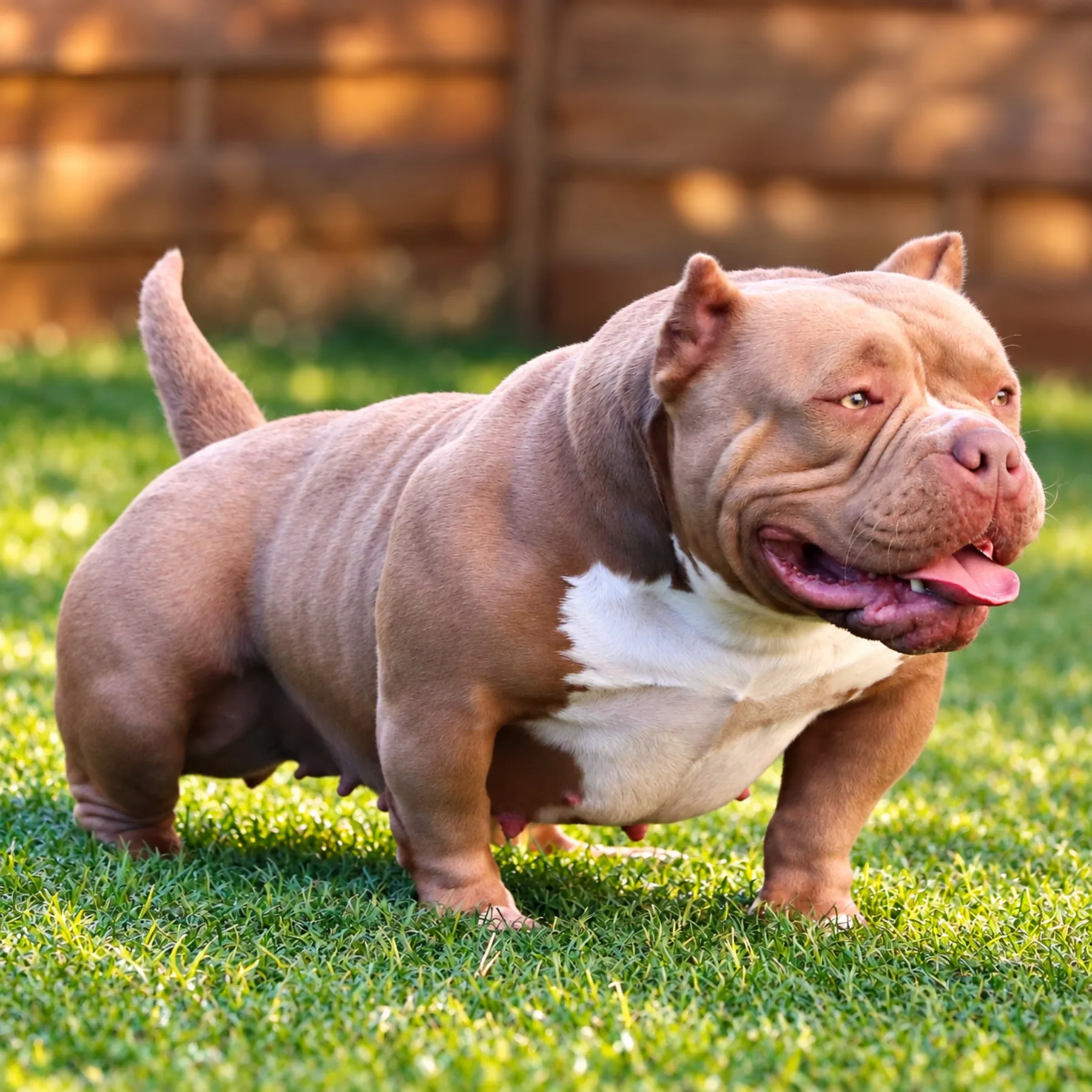 Meilleur femelle American Bully pocket couleur chocolat compact avec une silhouette puissante et harmonieuse digne des plus grande lignée de grand champion mondial