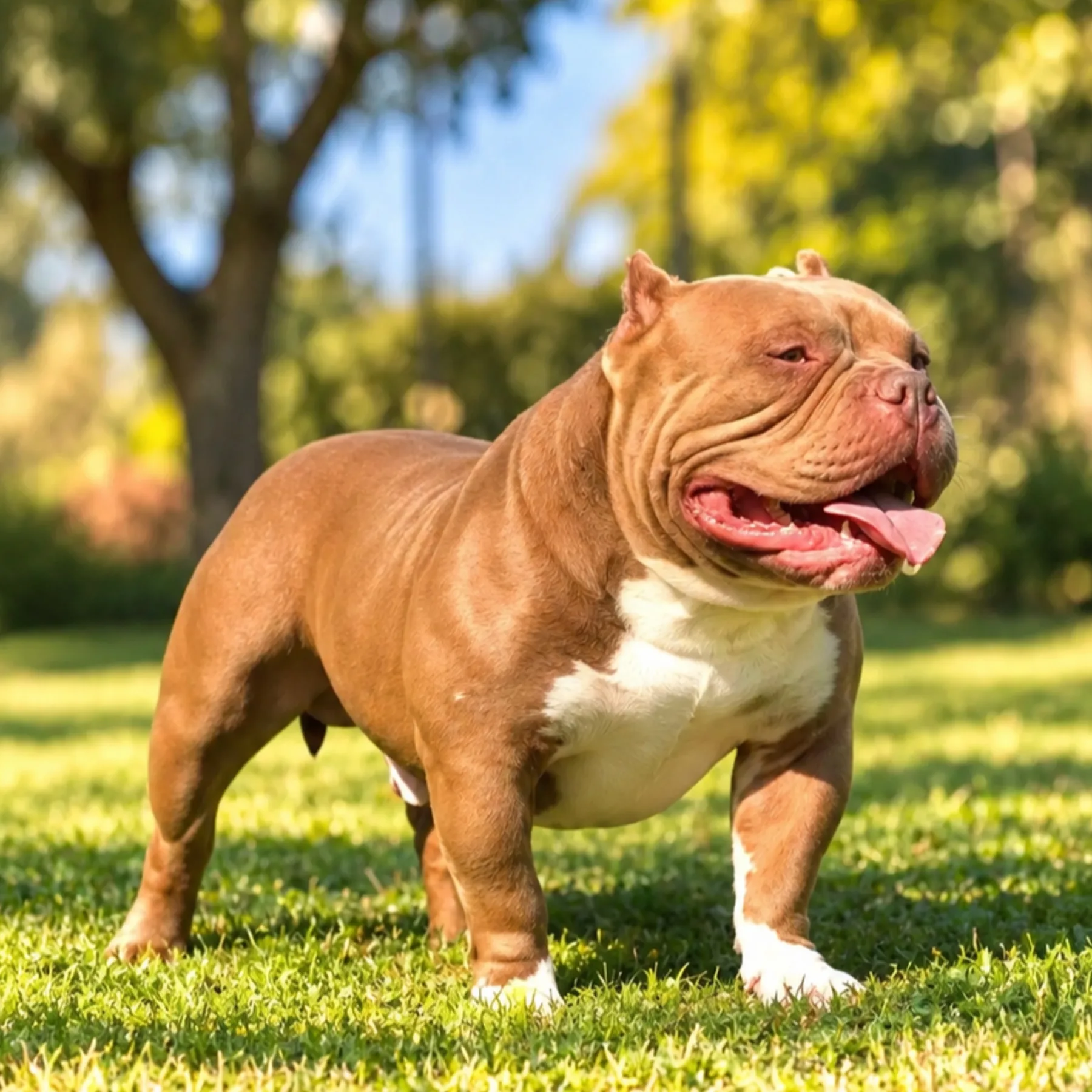 Magnifique American Bully couleur chocolat avec une morphologie digne des plus grande ligné de champion mondial issue du meilleur élevage de France